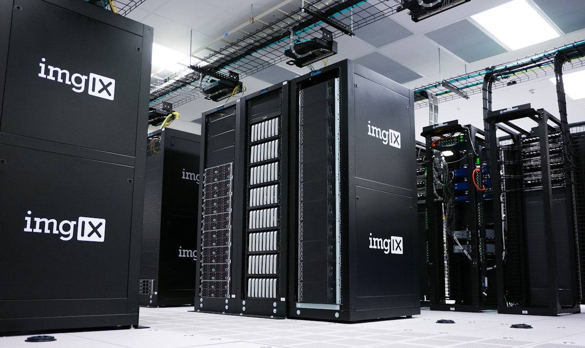 Server room data center infrastructure indicating fast performance